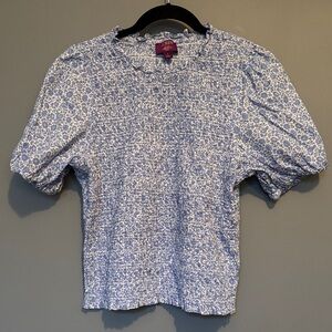 Jcrew Blue and White Smocked Top